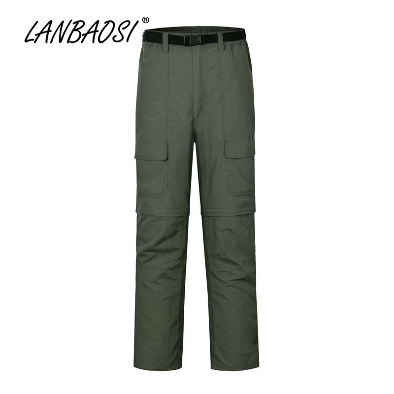 LANBAOSI deportes al aire libre para hombre Pantalones de senderismo en seco táctico Convertible Zip Off pierna anti-UV Trekking pantalones bolsillos Cargo LANBAOSI deportes al aire libre para hombre Pantalones de senderismo en seco táctico Convertible Zip Off pierna anti-UV Trekking pantalones bolsillos Cargo