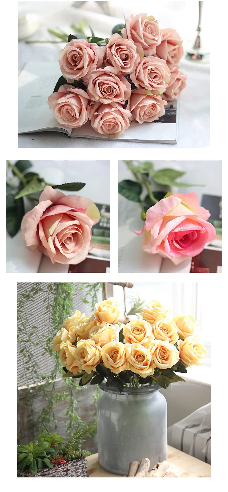 1 шт. 51 см красный синий розовый искусственный бархат розы Шелковый букет цветов Свадебная вечеринка украшение дома ремесла