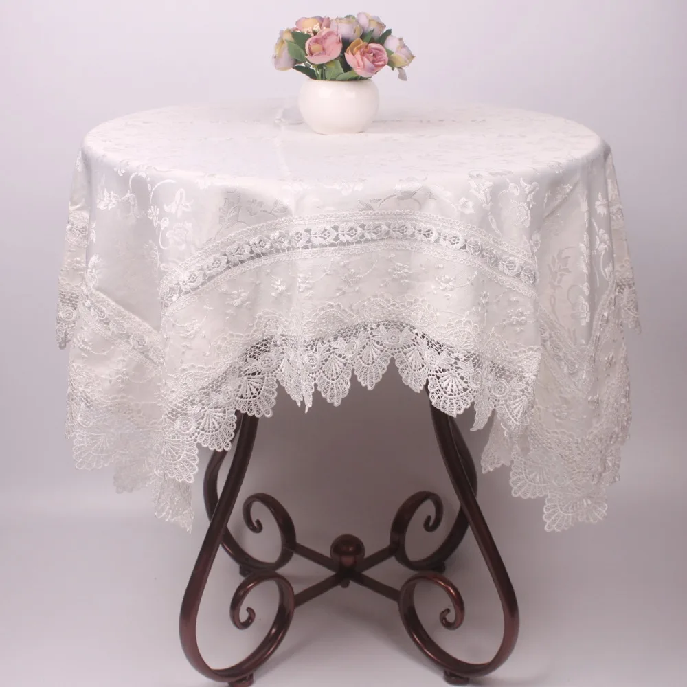 Retro Soft Embroidered Luxury Satin Table Cloth for Weddings / Top