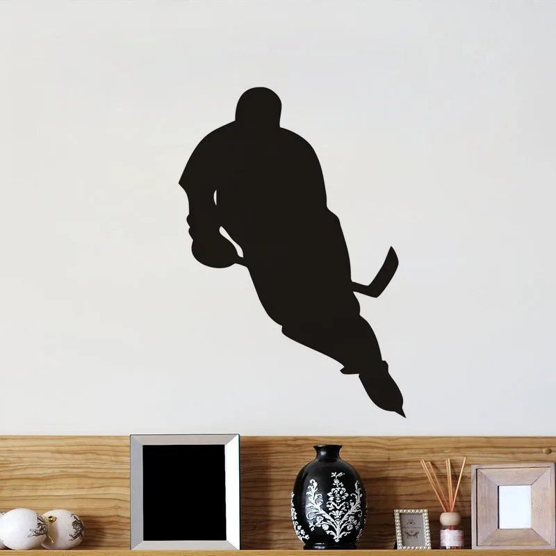 

Art Ice Hockey Player Silhouette Vinyl Wall Sticker Creative Sport Boys Room Decoration Wall Decal Removable Mural
