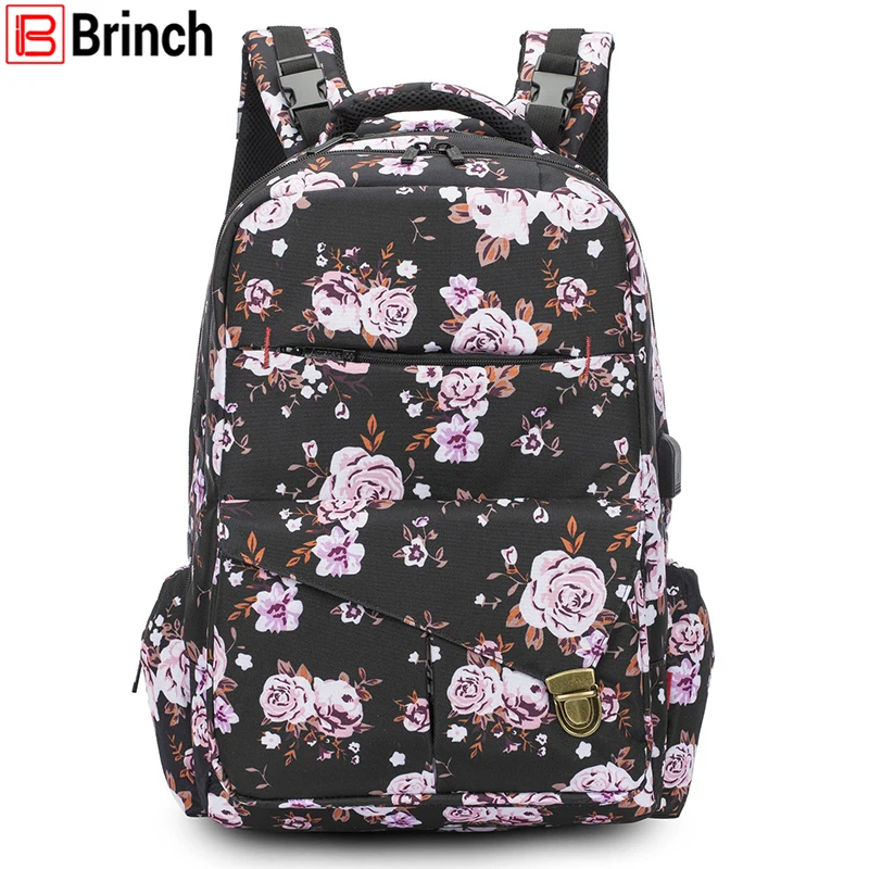 

BRINCH Brand Large Baby Stroller Bag Backpack With USB Charging Port Waterproof Mummy Maternity Bag For Baby Casual Travel Bag