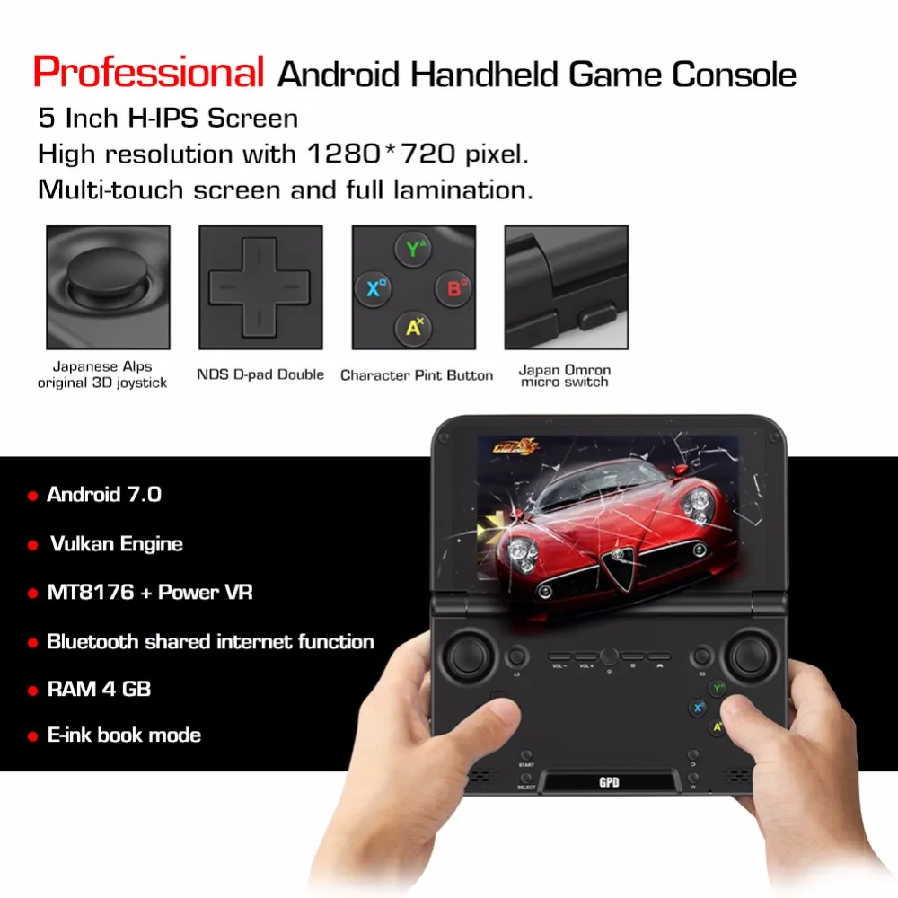 Новый GPD XD Plus геймпад планшетный ПК MediaTek MT8176 Четырехъядерный 4 ГБ ОЗУ 32 Гб ПЗУ