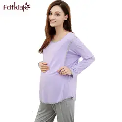 Fdfklak модель хлопок для беременных пижама с длинным рукавом Повседневное Беременность Одежда для беременных Ночная Пижама Для женщин hamile