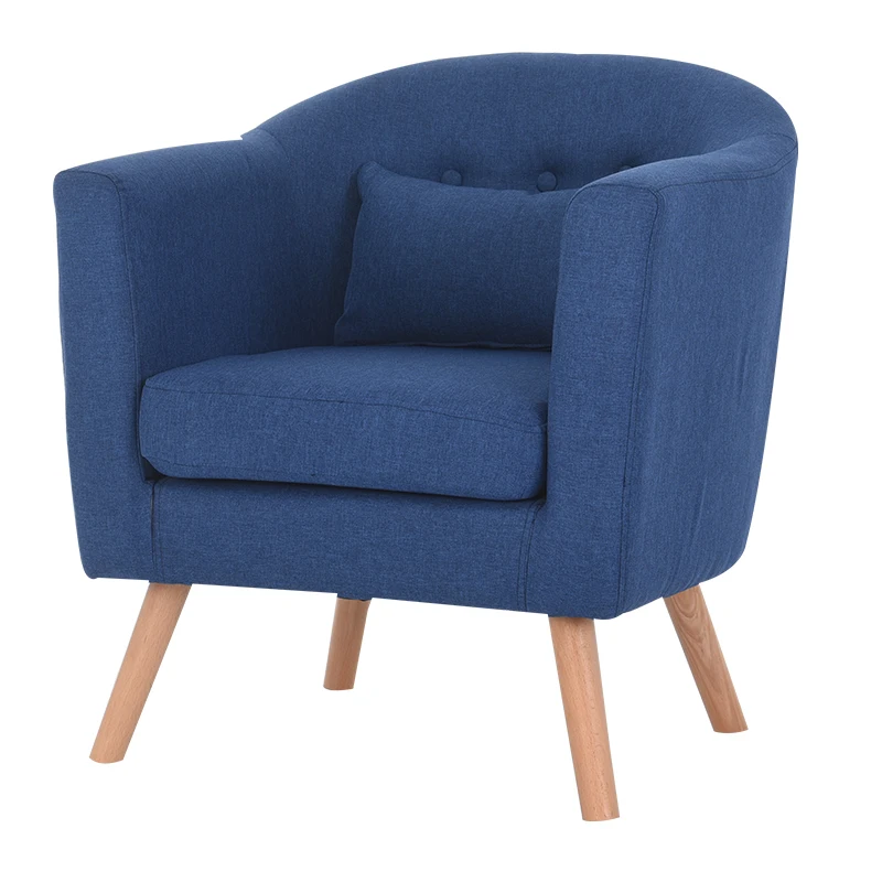 Modern Sofa 1 Single Seat Simple Design Living Room Furniture Leisure Armchair Single Couch Linen Upholstery and Wooden Legs