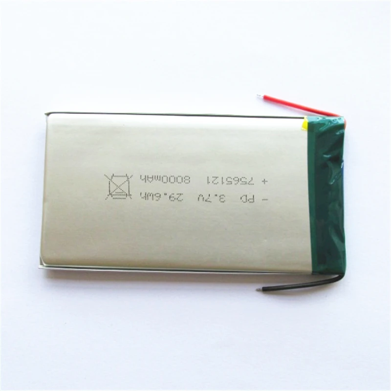 8000mAh 7565121 3,7 V литий-полимерная lipo батарея перезаряжаемая литий-ионная батарея для электронной книги gps psp DVD power bank Tablet PC