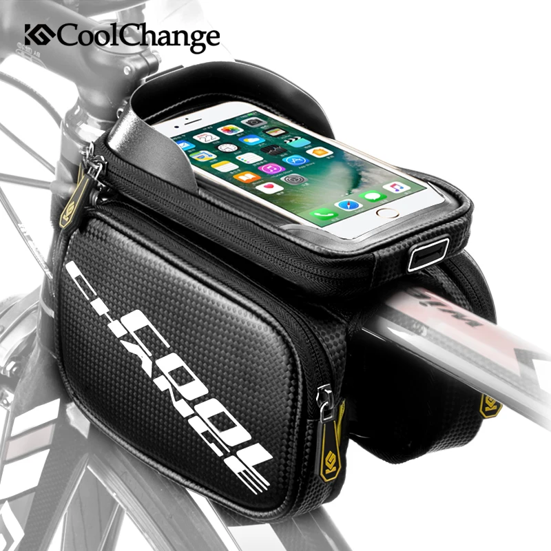 Top 2018 CoolChange Bicycle Frame Front Head Top Tube Waterproof Bike Bag&Double IPouch Cycling for 6.0 In Cell Phone Cycling Bag 1