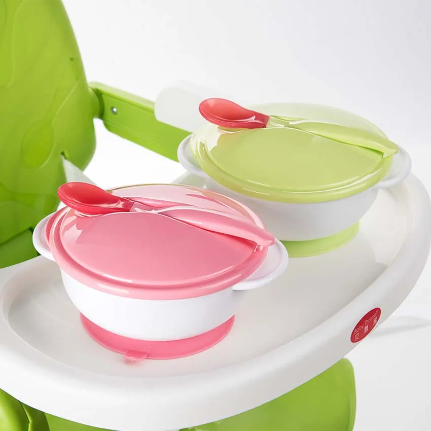 1 Set Infant Baby Feeding Bowl With Sucker And Temperature Sensing