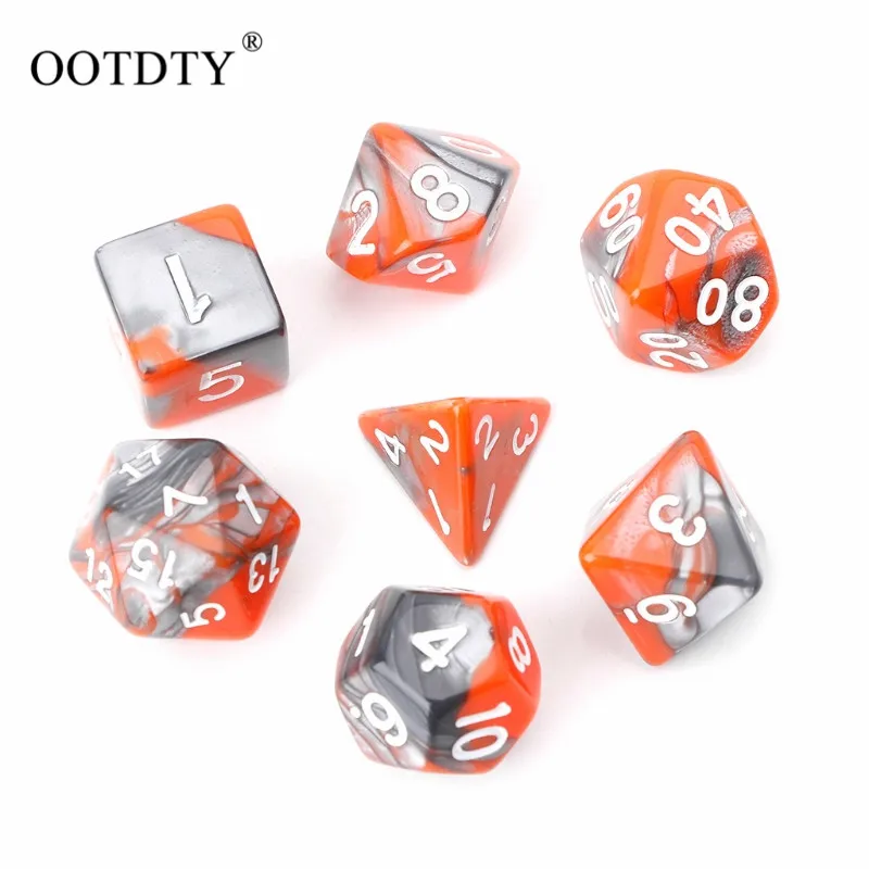 7Pcs/Set Acrylic Polyhedral TRPG Games For Dragons Opaque Multi Sides Dice Pop for Game Gaming