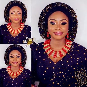 

Red African Beads Jewelry Sets Chunky Women Statement Necklace Set 2017 New Free Shipping WE058