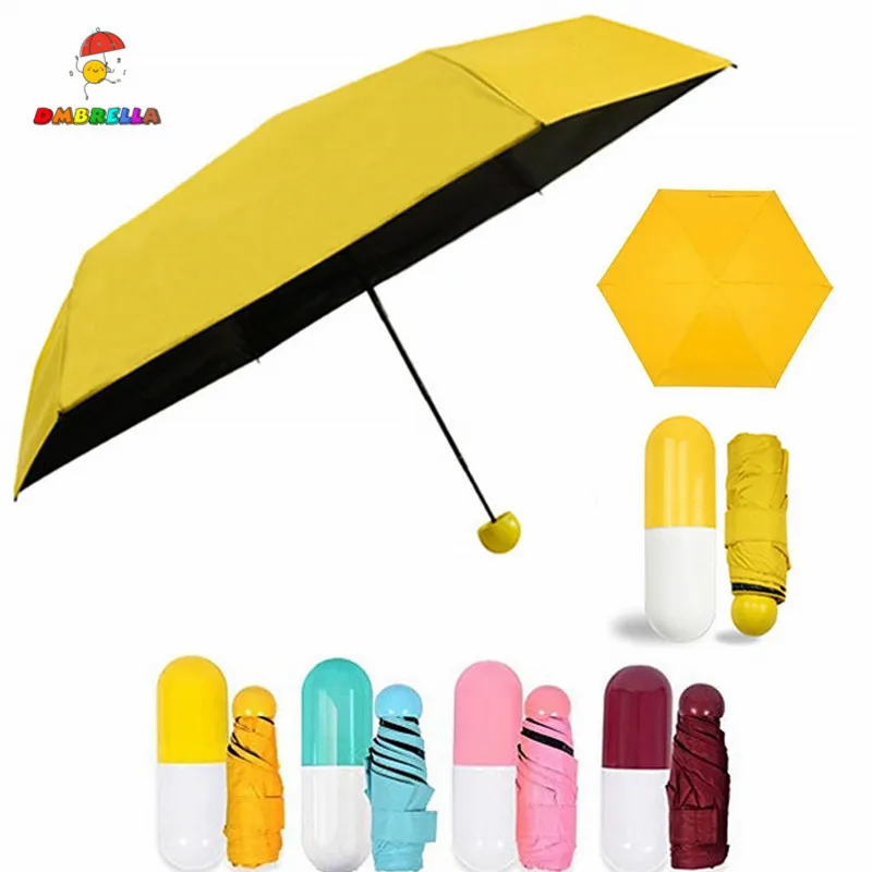 

DMBRELLA 2019 New Creative Capsule Small Umbrella Portable Mini Solid Pocket Anti-UV Ultralight Folding Travel Umbrellas DM005