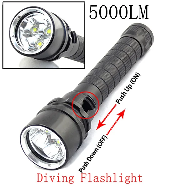 

3xCREE T6 5000LM Diving LED Flashlight 100M Waterproof High Power LED Torch Lamp Underwater Hunting Tactical Flash Light