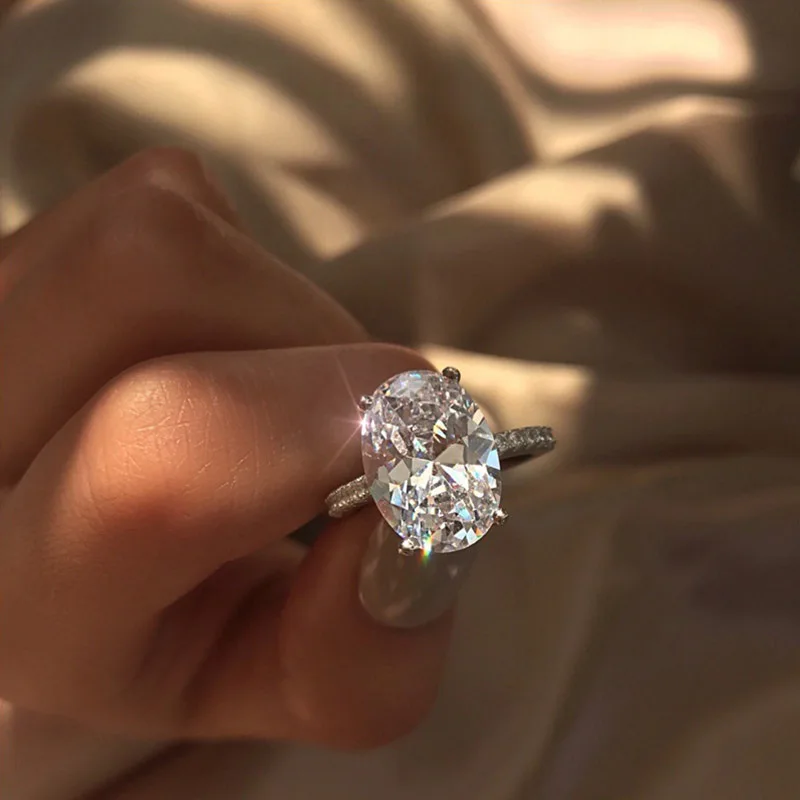 

White Zircon Stone Wedding 1PC Promise Engagement Beautiful Bride Zircon Seaside Hot Sale Women Ring Silver Crystal Rose Golden