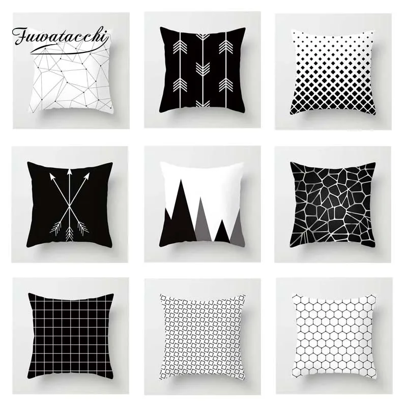 

Fuwatacchi Geometric Cushion Cover Black White Dot Soft Throw Pillow Cover Decorative Sofa Pillow Case Pillowcase