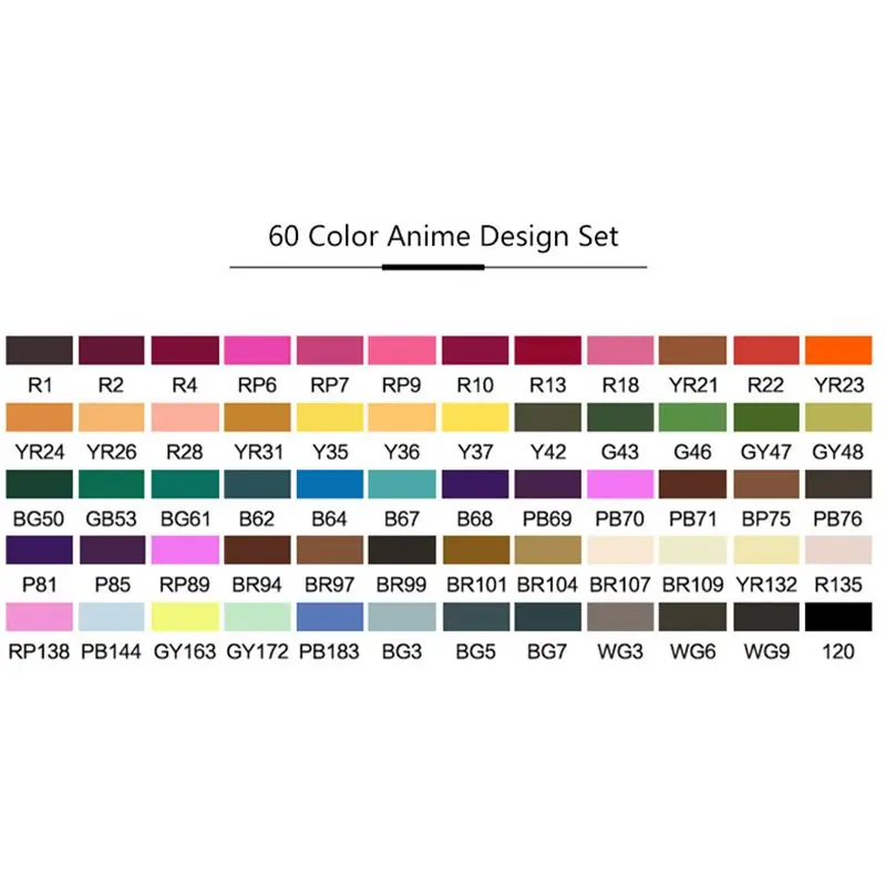 Улучшенный 40/60/84 Цвета набор маркеров для живописи жирной спиртовой маркер двойной головой художественный эскиз Маркеры Ручка для Аниме Манга дизайн - Цвет: 60 Color Animation