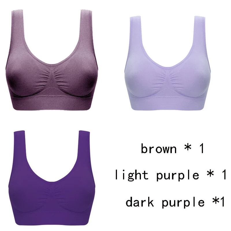 bralette Queenral 3PCS/lot  Plus Size Bras For Women Seamless Bra With Pads Big Size 5XL 6XL Bralette Push Up Brassiere Vest Wireless BH lace bra Bras