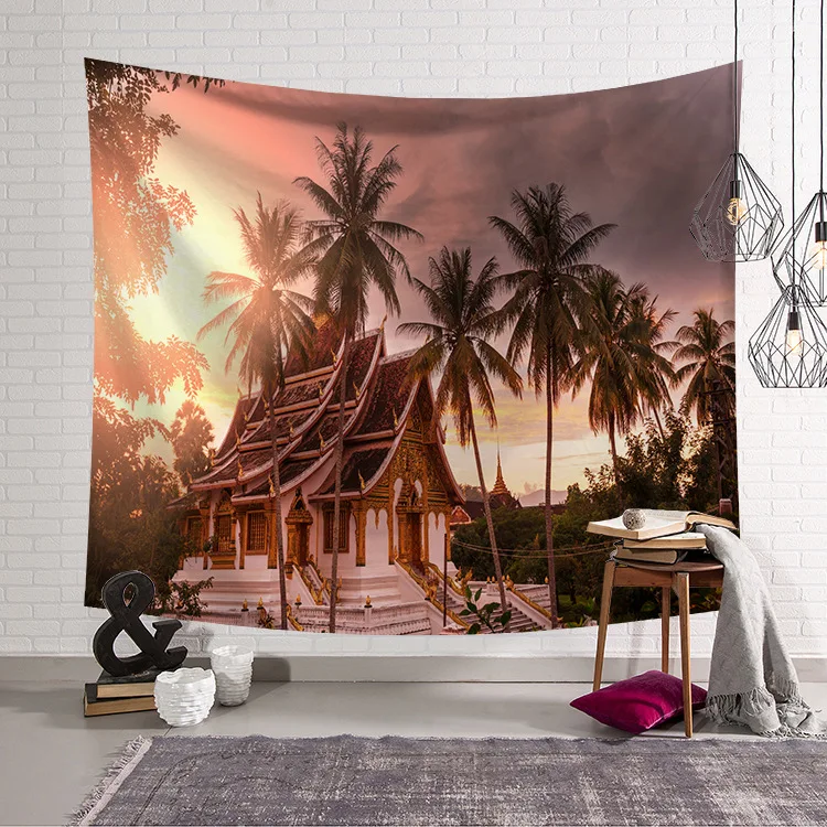 Us 8 75 51 Off Cammitever Thailand Architecture View Scene Building Tapestry Print Fabric Wall Hanging Tapestry Bedroom Livingroom Wall Decor In