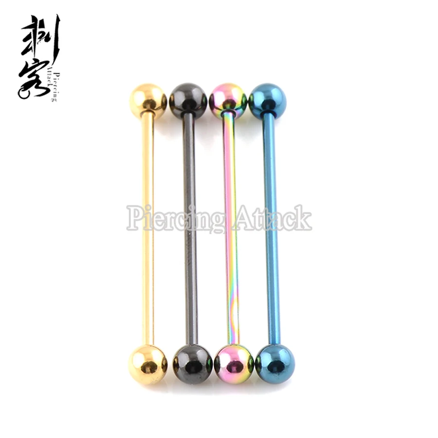

Free Shipping Wholesale 14 GaugeTitanium Anodized Ball Stud Earrings Industrial Barbell 1.6*38*5mm Body Jewelry