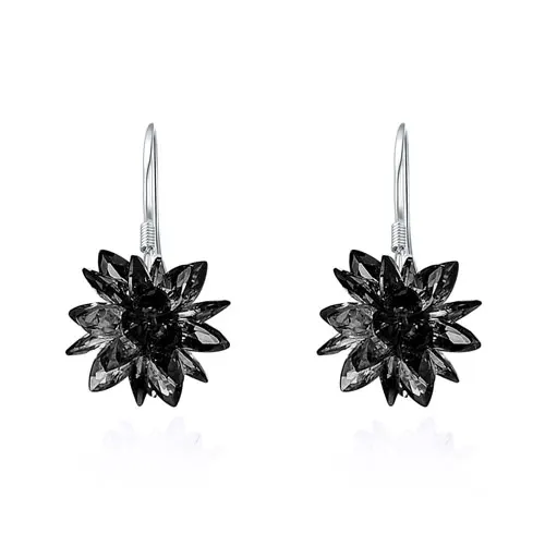 Fashion earring with Stone белый хрустальный лед цветок женский стерлингового серебра 925 пробы дамы 'падение серьги ювелирные изделия Pendientes бижутерия - Окраска металла: Black