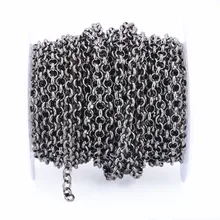 4/4.5/5mm Metal Necklace Bracelet Chains Bulk 2m/lot Antique Bronze/Gold/Silver Open Link Chains For DIY Jewelry Making Findings 5m lot 1 5mm metal ball bead chains 7colors ketting kettingen bulk bulk iron chains for diy jewelry accessories