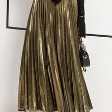 Женская юбка новая летняя длинная юбка модная цветная универсальная тонкая складчатая юбка быстрая