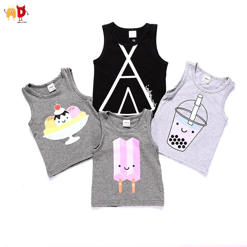 

AD Popsicle Boys Girls Tops Tees T-shirts Kids Clothes Children's Clothing for 100% Cotton Vest