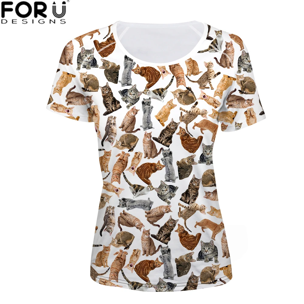 

FORUDESIGNS Kawaii Harajuku Clothing Female Tops tees shirt Funny Cat Dog t-shirt Women Casual Summer for Womens Girls T-shirt
