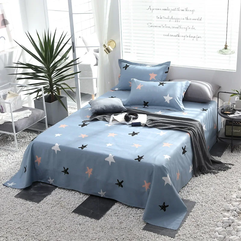 

Colored Stars Pattern 3Pcs Pillowcase Bed Linen Queen Size Mattress Covers Fitted Sheet Sets With Elastic For King Size