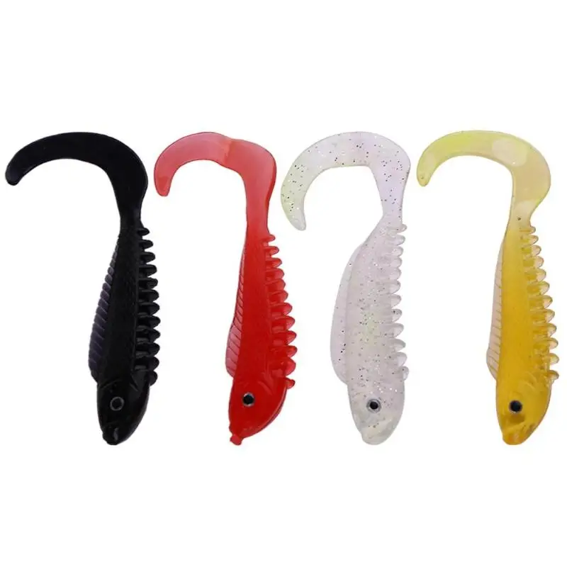 4pcs/set 10cm/6g Fishing Tackle Lure Soft Rubber Fishing Lures Curly