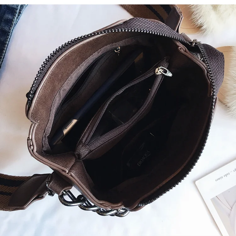 Скрабовая кожаная сумка через плечо, женская сумка на цепочке с широким ремешком, сумка-мессенджер на плечо, женская брендовая сумка-мешок с клапаном, шикарный дизайн, сумка