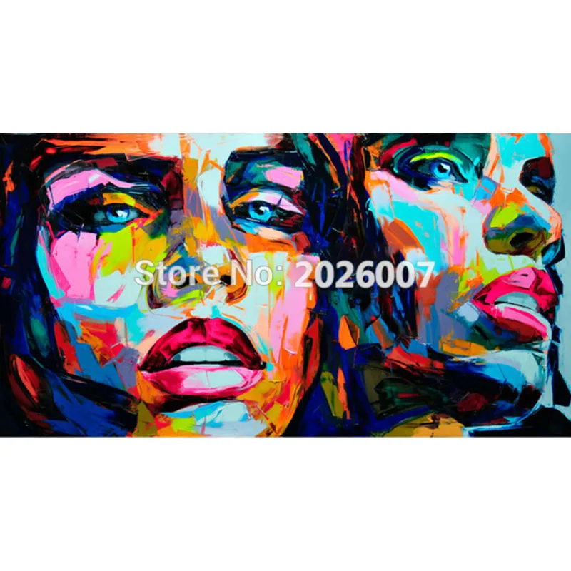 

Hand Painted Francoise Nielly Designer Untitled 569 Palette knife Abstract Oil Painting Canvas Home Decor Fine Artwork Cool Face