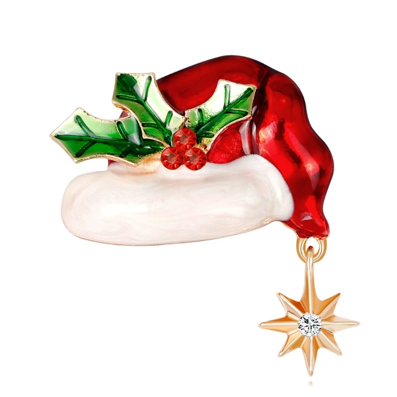 

Christmas New Year Red Hat Pendant Brooch Corsage Gifts Banquet Pins Decoration