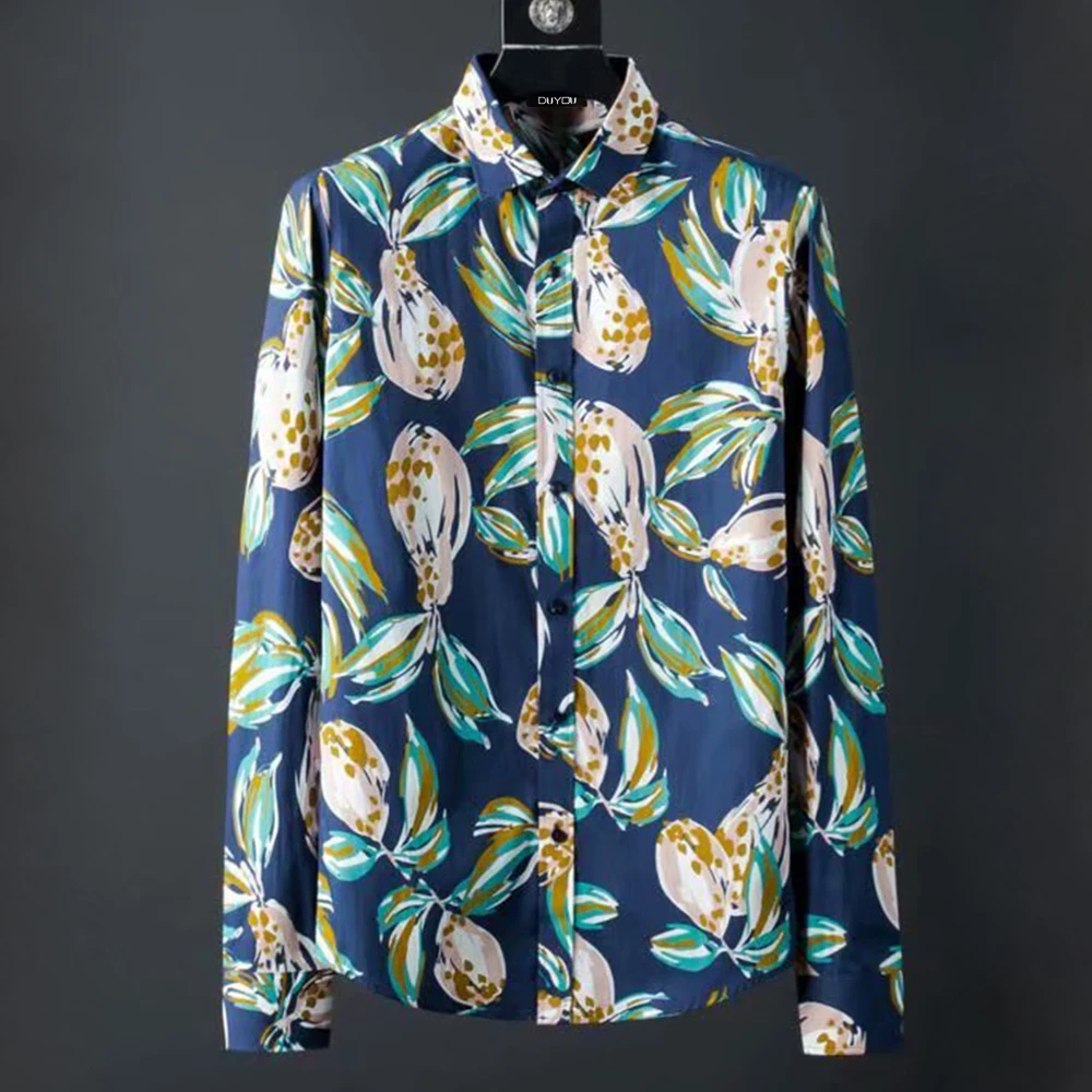 

DUYOU Brand Men 100% Cotton Shirt Men Long Sleeve Shirt Mens Slim Fit Dress Shirt Male 3D Chinese style Printed Casual Shirts