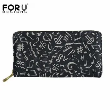 

FORUDESIGNS Long Brand Women Wallets Leather Clutch Bag Ladies Female 3D Music Note Printing Purse Phone Bag Carteira Feminina