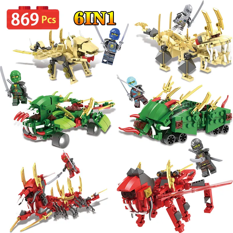 

Movie Series Ninjago Mech Building Blocks Bricks Dragon Toys Model Children Gifts Compatible LegoINGly Toys For Kid 6 IN 1