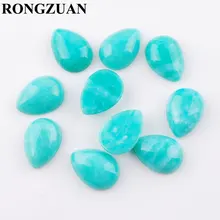 RONGZUAN Natural Stone Cabochon CAB Amazonite stone 13x18mm Teardrop Flat Back Beads No Drilled hole Jewelry 10pcs/lot TU3288 no stone unturned