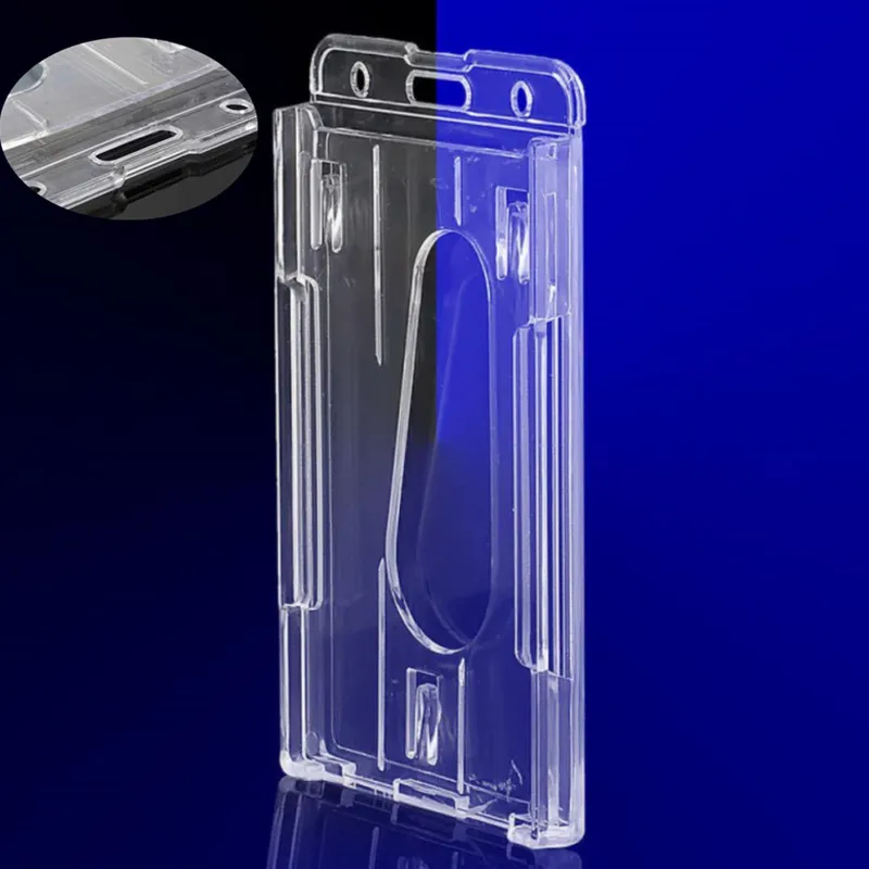 

Hot Design Double Card Acrylic Plastic ID Badge Card Holder High Quality Holder High Quality Crystal Card Holder ID Card Holder