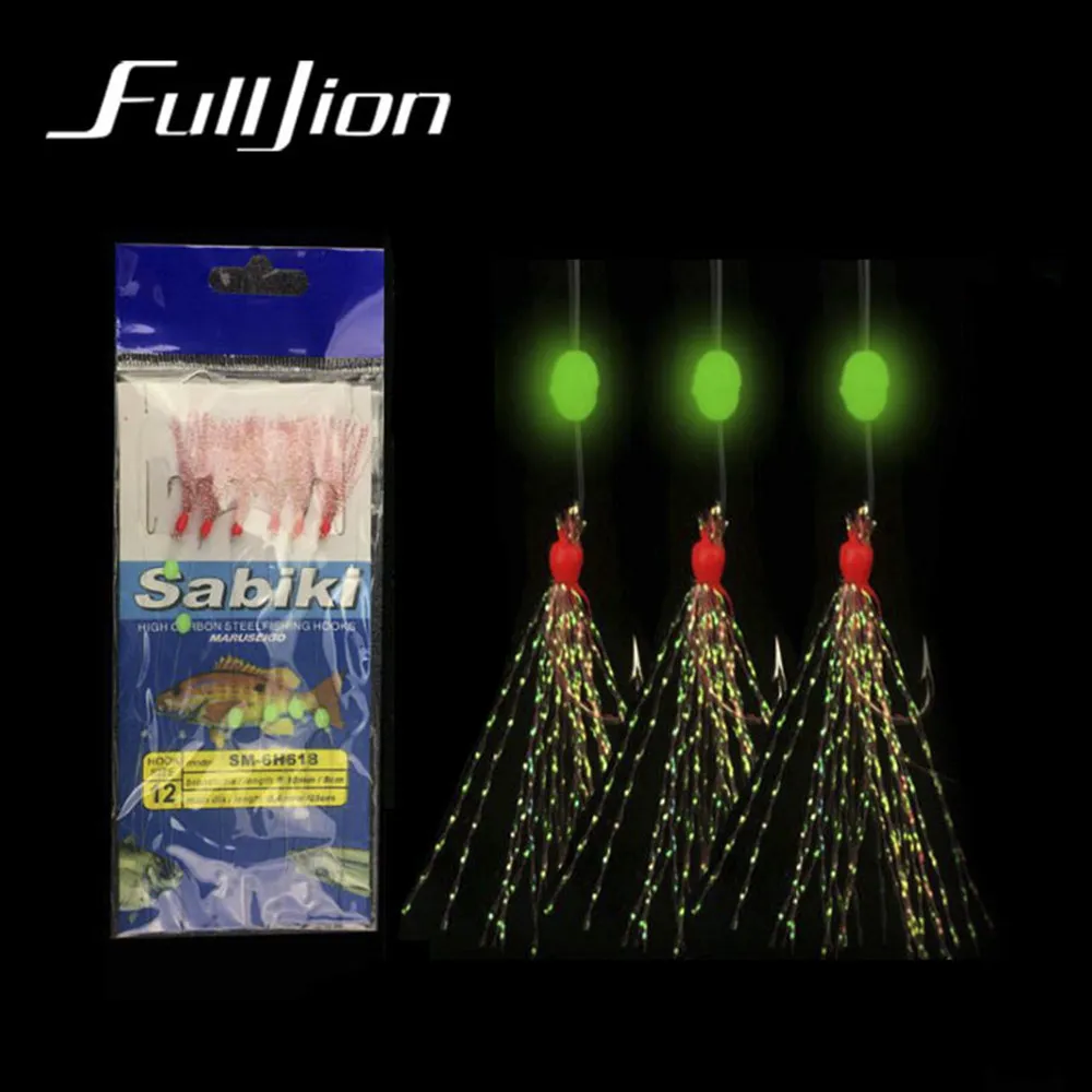 Fulljion Красочные струнные крючки с 6 рыболовными крючками для ловли карпа Pesca светящиеся комбинированные рыболовные крючки