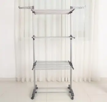

170cm Multipurpose Folding Laundry Rack Stainless Steel Drying Rack Wing Type Clothes Organization Rack