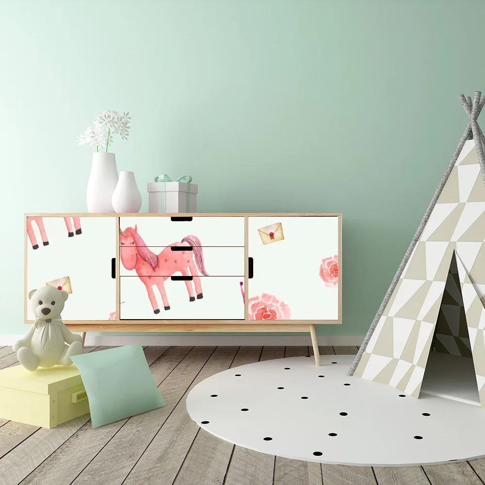 Funlife Pink Unicorn Wall Sticker For Kids Room Decor,Self Adhesive Wallpaper Girl's Gift,Waterproof PVC Furniture Decal Sticker