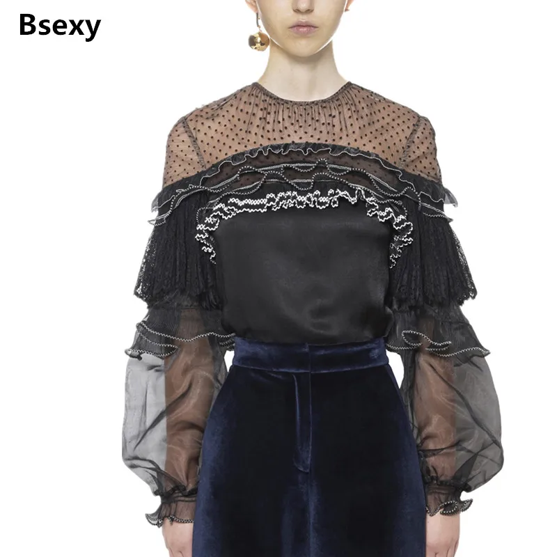 black frilly tops