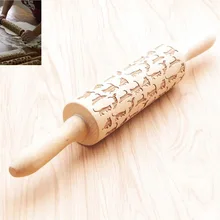 DIY Handmade Tools Cat Pattern Wooden Rolling Pin Laser Cut Kitchen Cake Decorating Chocolate Cookie Baking Noodle Accessories