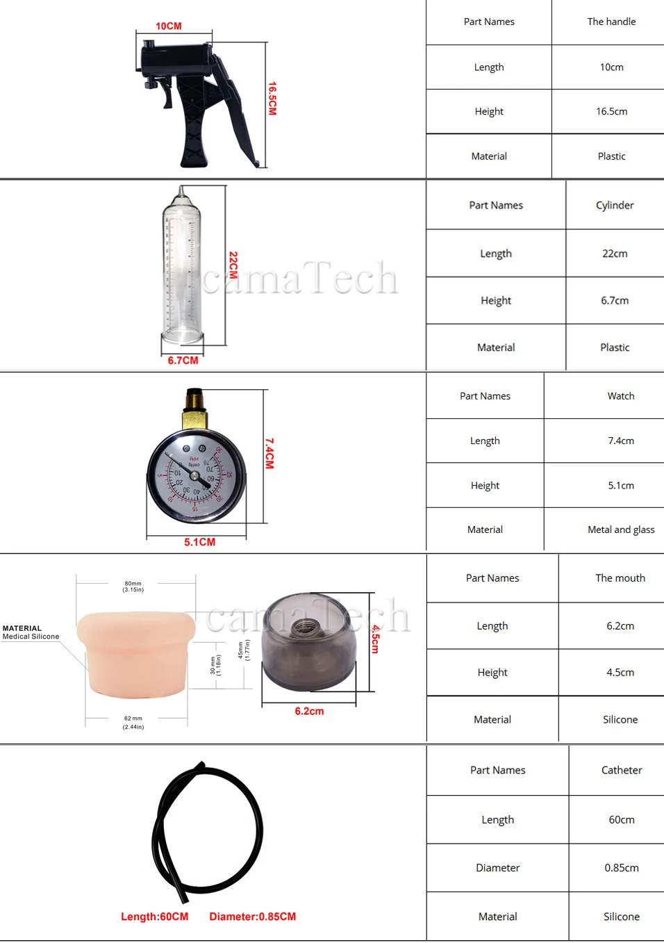 camaTech Male Pistol Penis Pump Enlarger Enlargement With Master Pressure Gauge Dildo Erection Enhancer Vacuum Sleeve Sex Toys 3