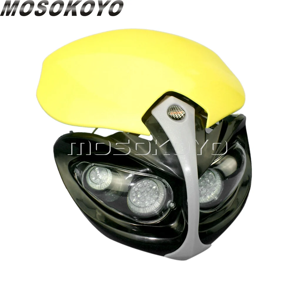 Мотоцикл Байк Enduro фары для мотокросса для Yamaha Suzuki LTZ RM 650 200 250 125 400 РМЗ DR DRZ желтый головной обтекатель