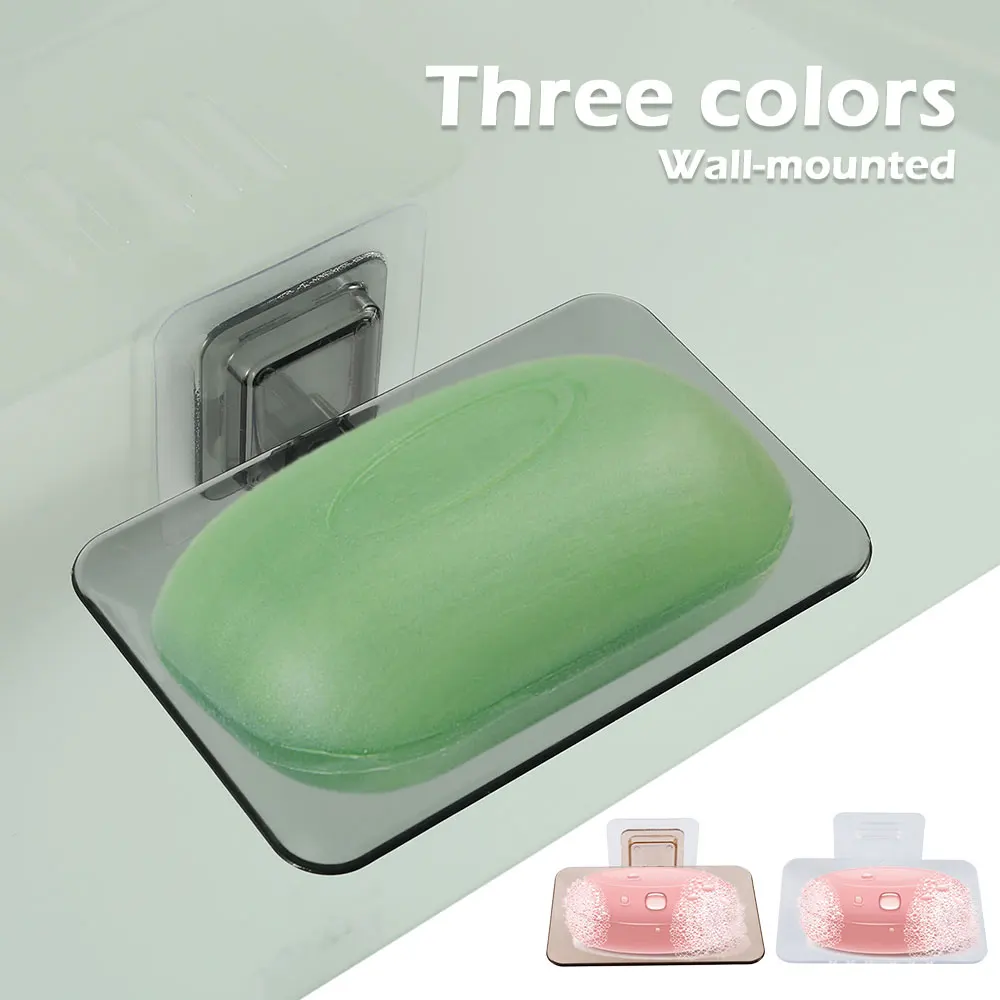 

Soap Dishes Drain Sponge Holder Bathroom Organizer Wall Mounted Storage Rack Soap Box Kitchen Hanging Shelf Shelf Organizer