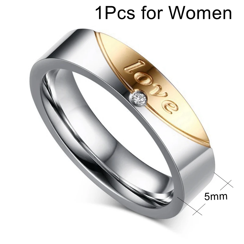 Couple Rings For Women and Men Forever Love Titanium Steel Jewelry Fashion Wedding Ring Support Engraved Name/Date Gift No Fade - Цвет основного камня: For Women