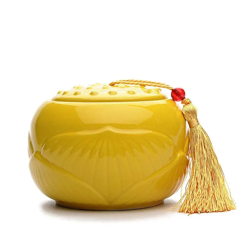 

Chinese Traditional Tea Box Tea Jar Ceramic Kung Fu Tea Caddies Mini Bottle Multifunctional Sealed Kitchen Container Candy Jar