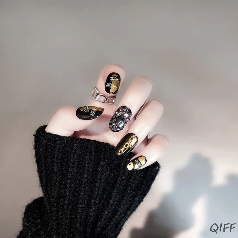 

24pcs/set Metallic Round Acrylic Fake Fingernails Ins Rendering False Nails Simple Women Full Nail Tips Patch Short Nail Sticker