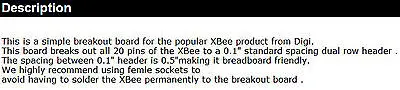 XBee Adapter Shield Breakout Board For XBee Module