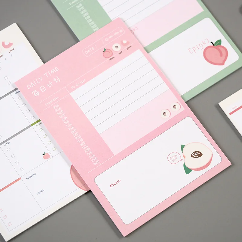 

1pcs Simple Handbook Scratchpad Note Sheet Schedule Peach Plane Series