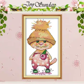 

A cat with a yellow hat counted Cross Stitch 11CT 14CT Cross Stitch Set Wholesale DIY Cross-stitch Kit Embroidery Needlework